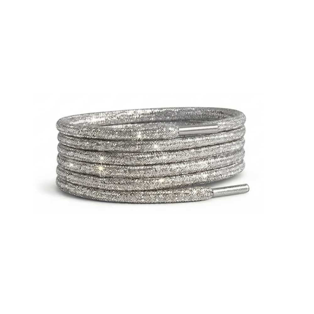 Argento – 68 lacci glitter argento rotondi
