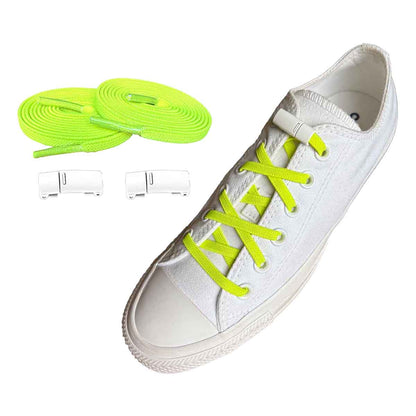 lacci-elastici-giallo-fluo-magneti-bianco-scarpe