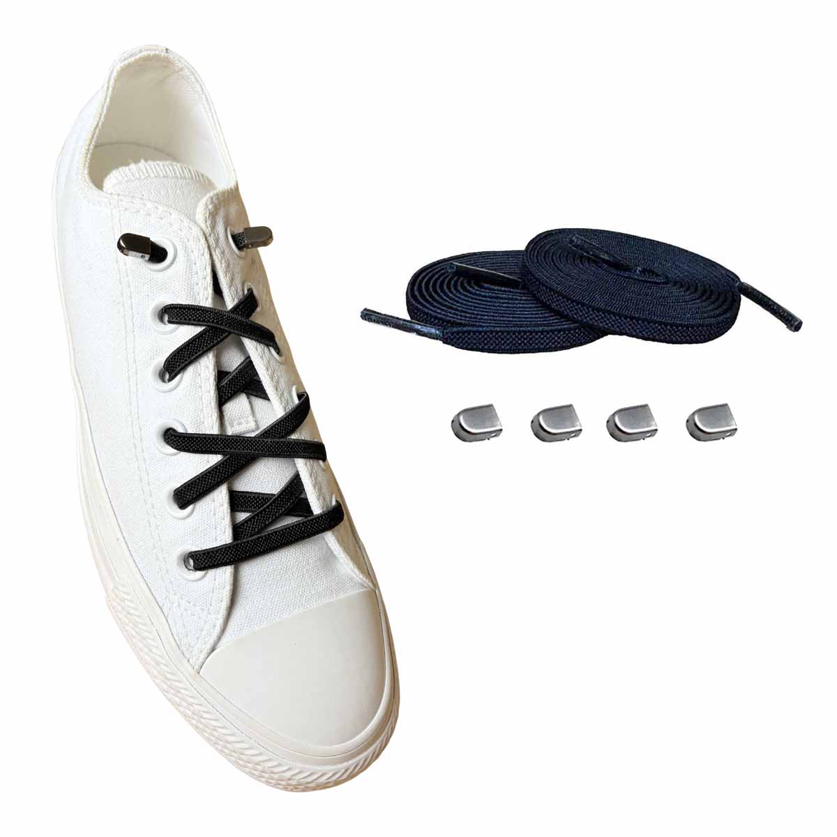 lacci-elastici-nero-clip-argento-opaco-scarpe
