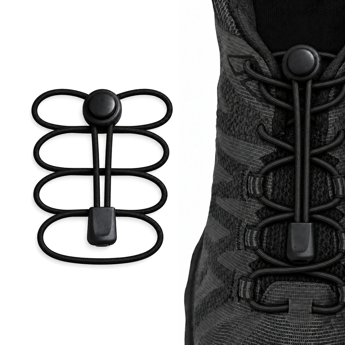 Nero – lacci fermacorda chiusura rapida nero 02 su scarpa