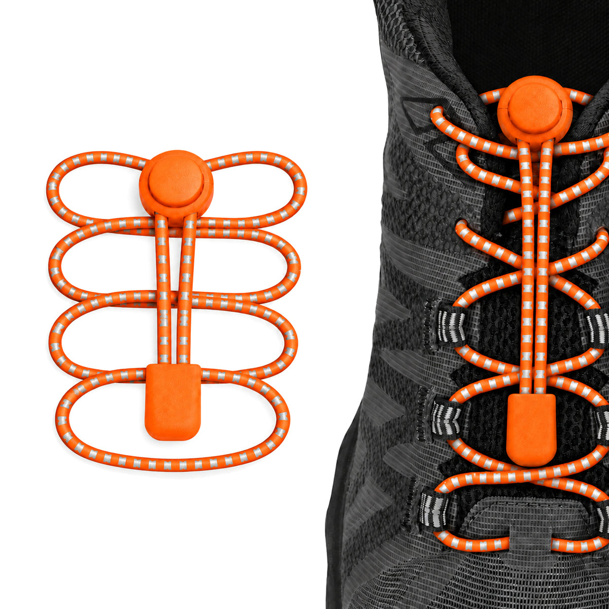 Arancione – lacci fermacorda riflettente arancione 02 su scarpa