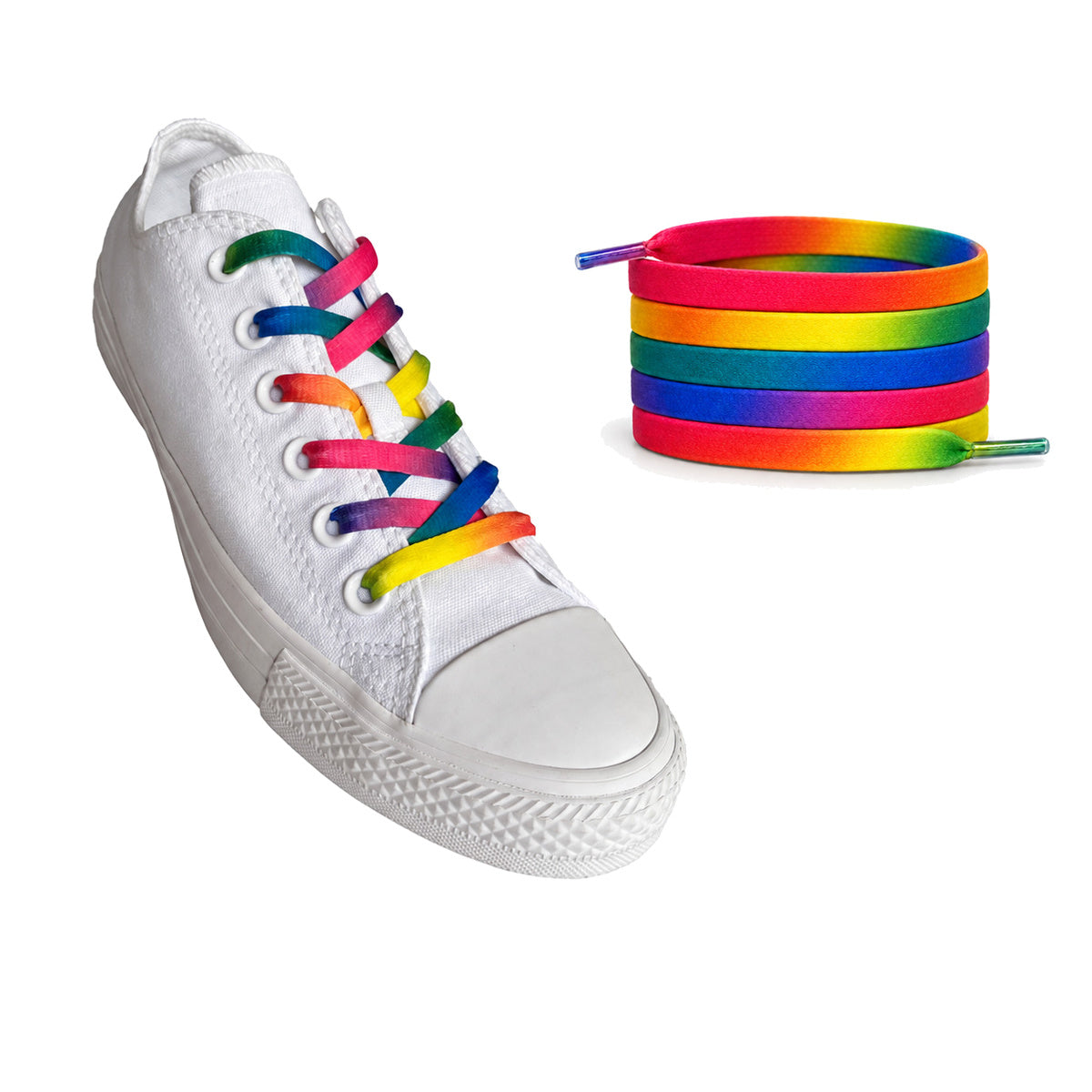 Arcobaleno sfumato – lacci piatto arcobaleno sfumato 02 sneaker bianco