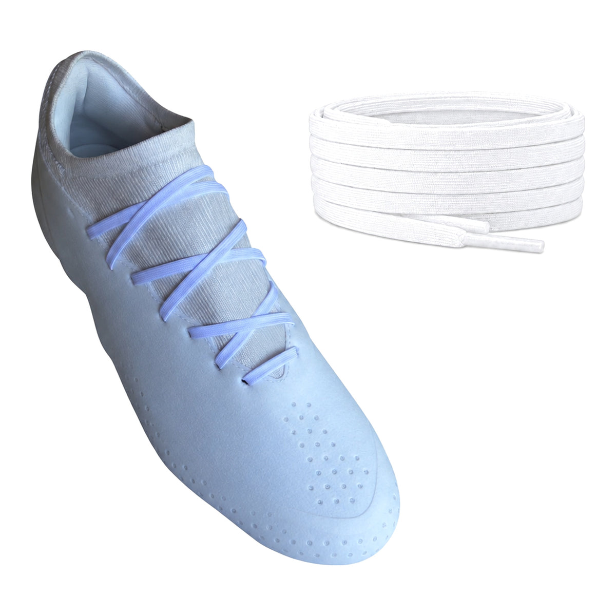 Bianco – lacci piatto stretto calcio bianco 02 su scarpa